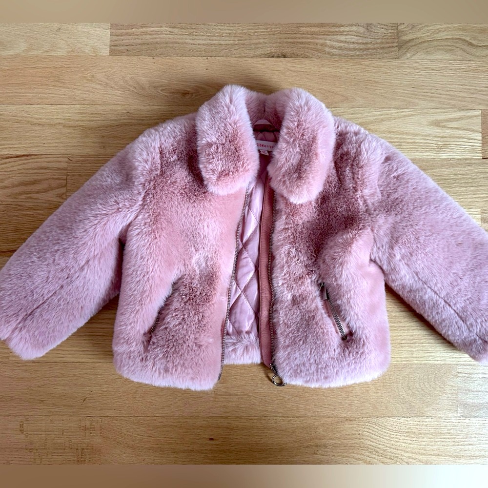EUC Design History Blush Pink Faux Fur Kids Jacket